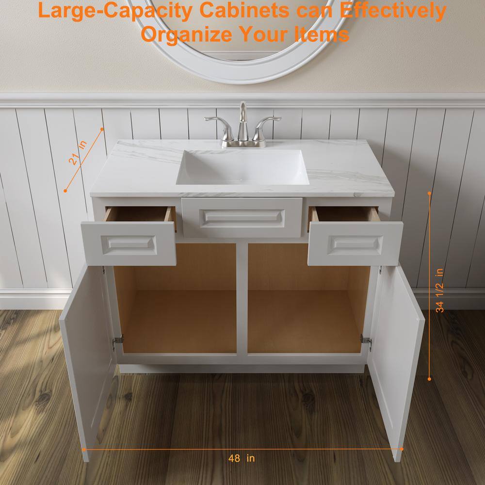 21"D X 48"W X 34-1/2"H BIRCH SOLID WOOD Vanity Base Kitchen Cabinet VSD48