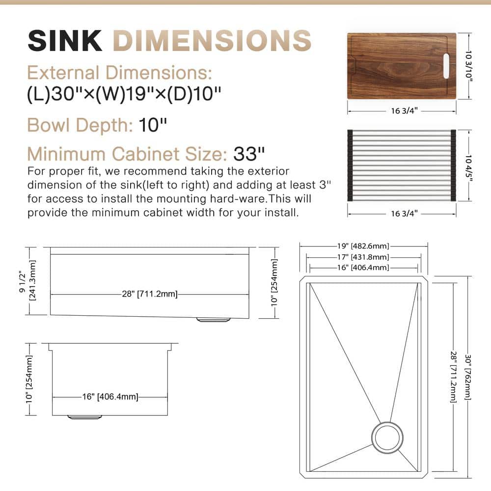 18 Gauge Stainless Steel Kitchen Sink with 5 Accessories