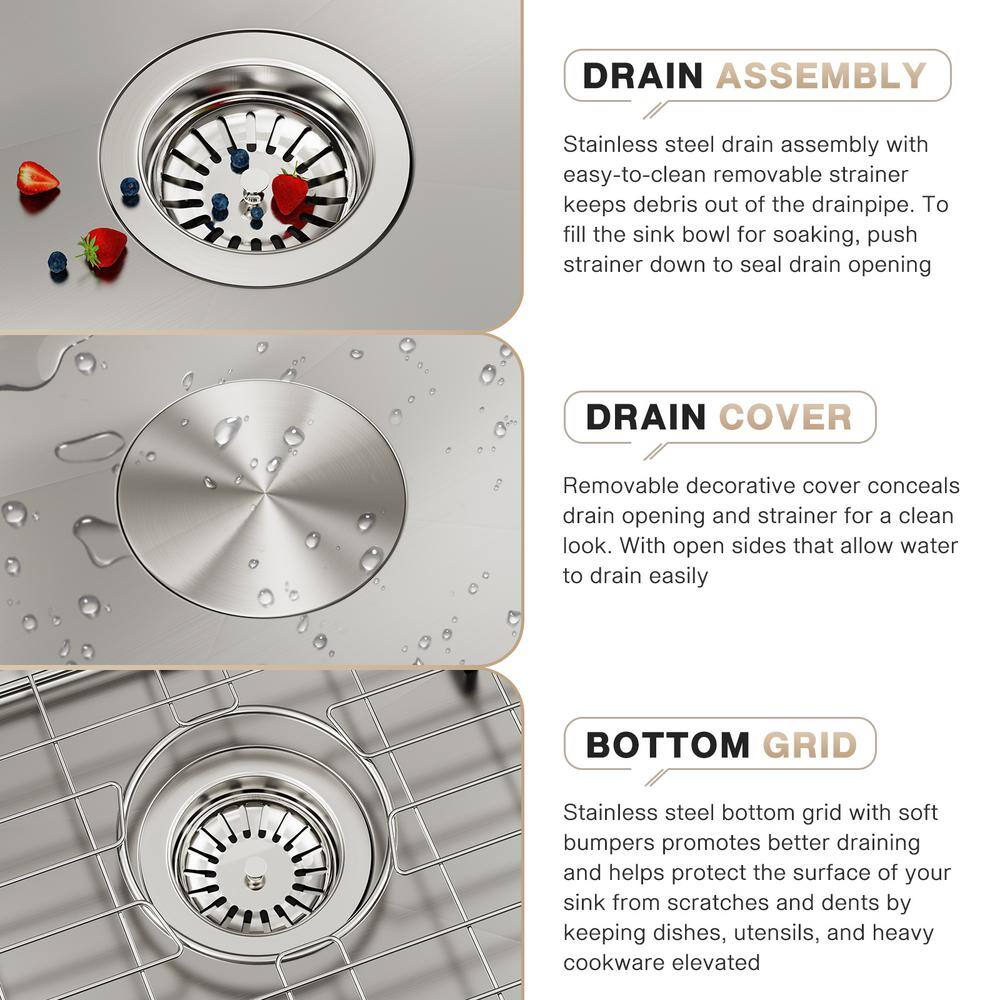 18 Gauge Stainless Steel Kitchen Sink with 3 Accessories