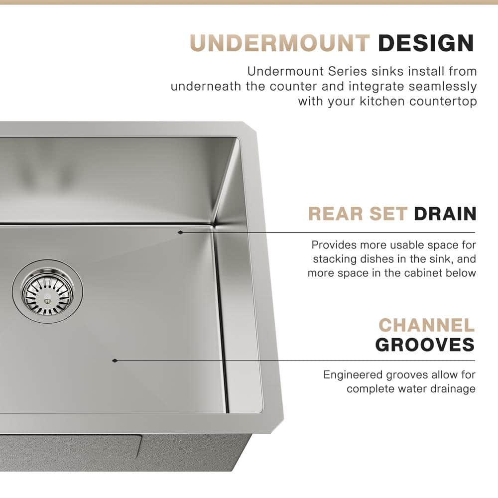 18 Gauge Stainless Steel Kitchen Sink with 3 Accessories