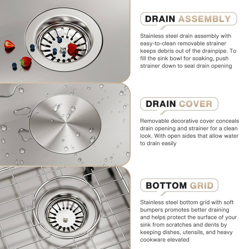 18 Gauge Stainless Steel Kitchen Sink with 5 Accessories