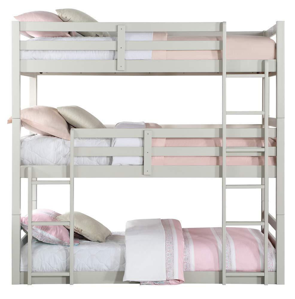 Ronnie Bunk Bed - Triple Twin, Light Gray (1Set/3Ctn) 37420