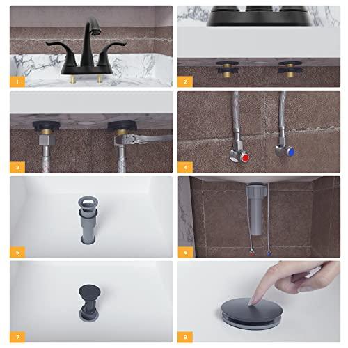 2-Handle Bathroom Sink Faucet 3 Hole, Matte Black Bathroom Faucet, Centerset Bathroom Faucet High Arc with Drain Assembly and Supply Hoses, 1.2 GPM Buylikepro