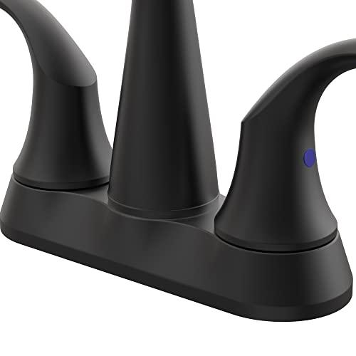 2-Handle Bathroom Sink Faucet 3 Hole, Matte Black Bathroom Faucet, Centerset Bathroom Faucet High Arc with Drain Assembly and Supply Hoses, 1.2 GPM Buylikepro
