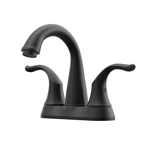 2-Handle Bathroom Sink Faucet 3 Hole, Matte Black Bathroom Faucet, Centerset Bathroom Faucet High Arc with Drain Assembly and Supply Hoses, 1.2 GPM Buylikepro