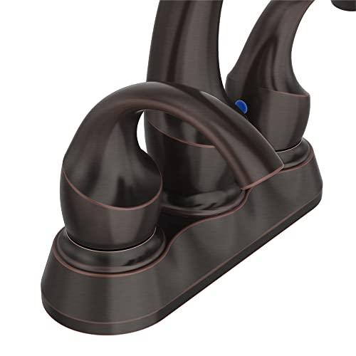 2-Handle Bathroom Sink Faucet 3 Hole, Oil Rubbed Bronze Bathroom Faucet, Centerset Bathroom Faucet with Drain Assembly and Supply Hoses, 1.2 GPM Buylikepro