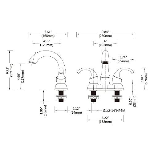 2-Handle Bathroom Sink Faucet 3 Hole, Oil Rubbed Bronze Bathroom Faucet, Centerset Bathroom Faucet with Drain Assembly and Supply Hoses, 1.2 GPM Buylikepro