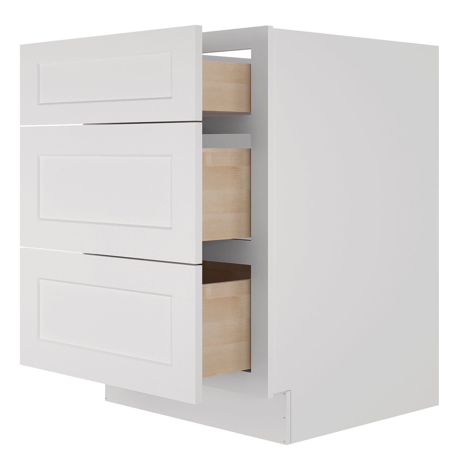 24"D Birch Solid Wood x 24"W x 34.5"H 3 Drawer Base Kitchen Cabinet 24" Wide 3DB24