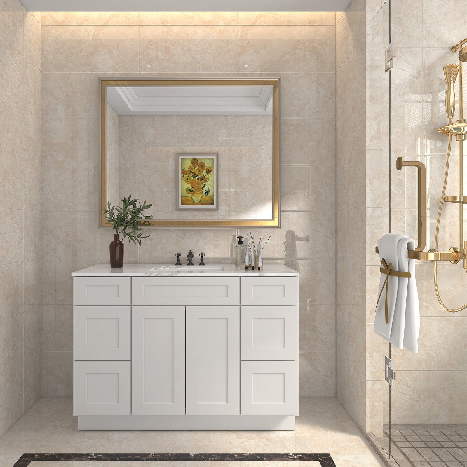 21"D Birch Solid Wood X 60"W X 34-1/2"H Bath Vanity Double Drawer Cabinet without Top VDDB60