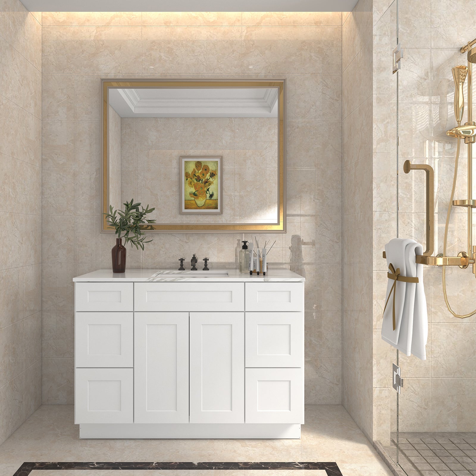 21"D Birch Solid Wood X 60"W X 34-1/2"H Bath Vanity Double Drawer Cabinet without Top VDDB60