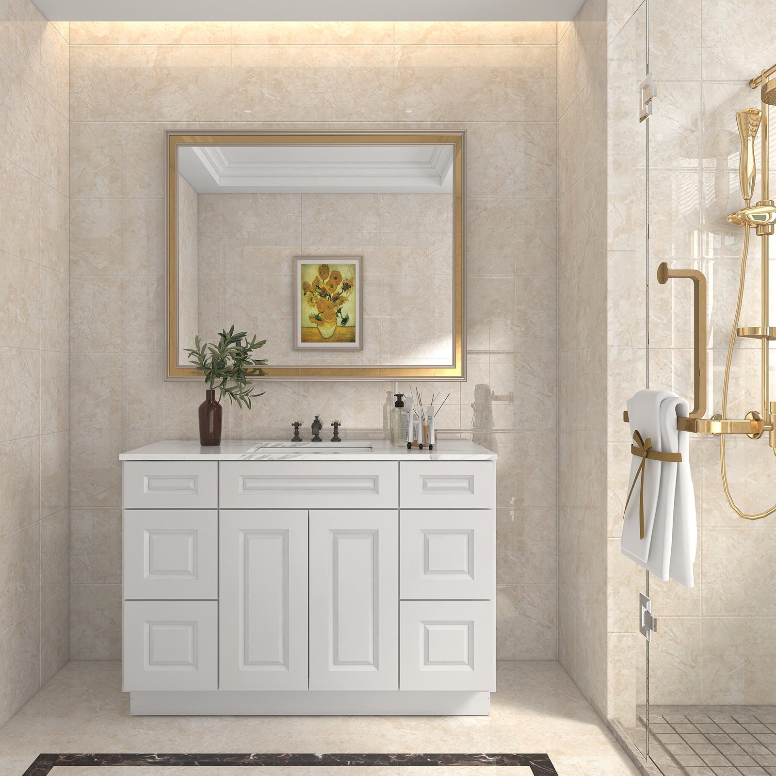 21"D Birch Solid Wood X 60"W X 34-1/2"H Bath Vanity Double Drawer Cabinet without Top VDDB60