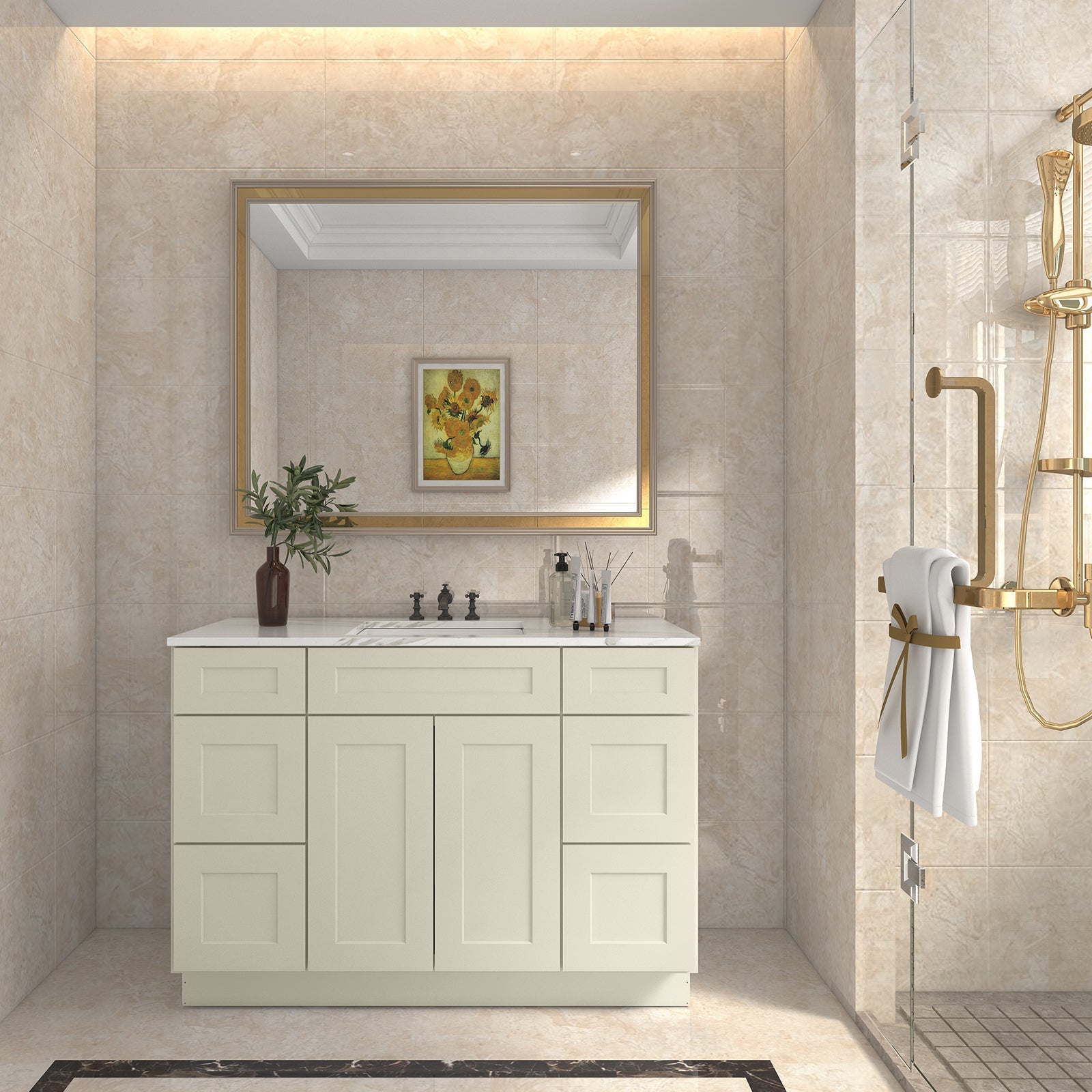 21"D Birch Solid Wood X 60"W X 34-1/2"H Bath Vanity Double Drawer Cabinet without Top VDDB60