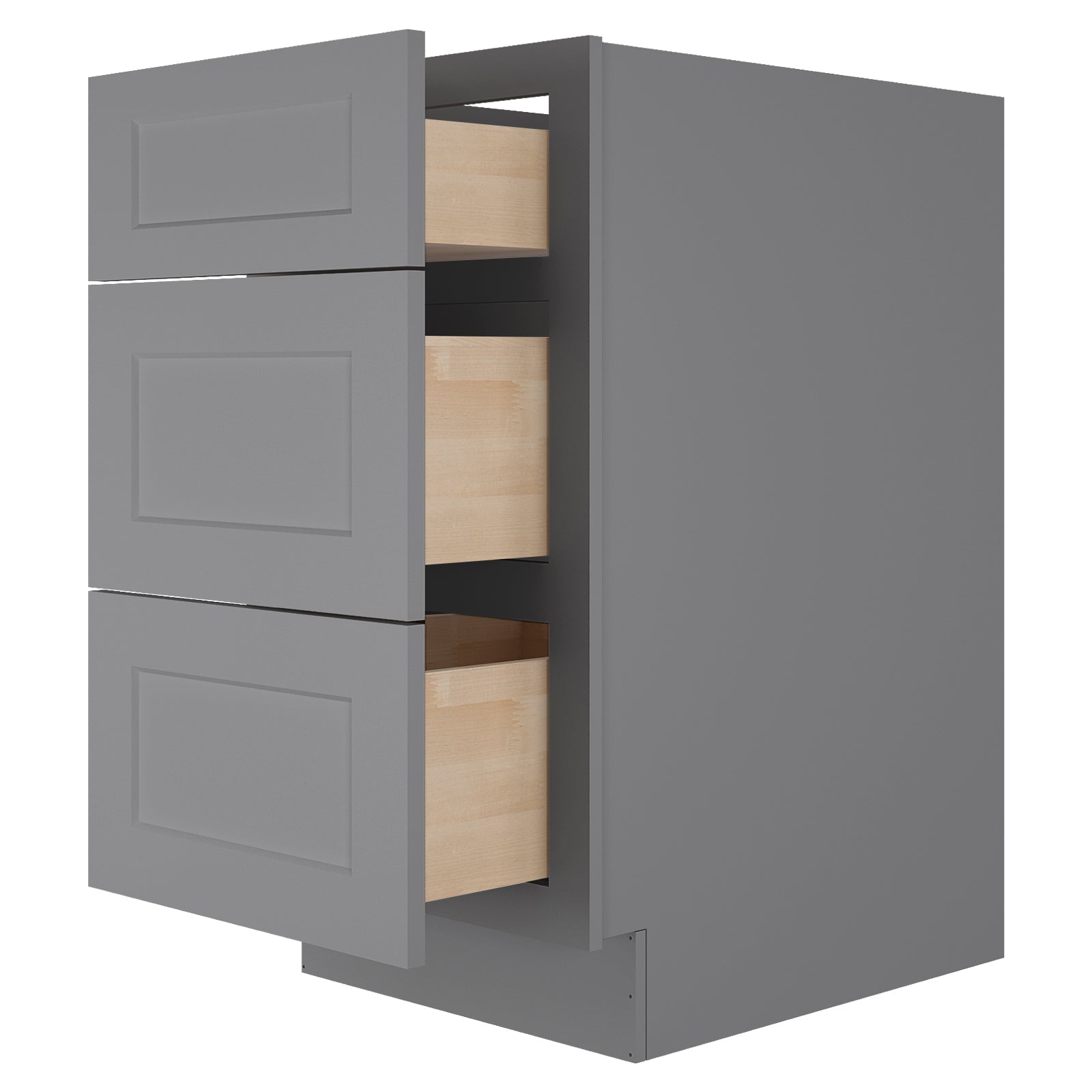 24"D Birch Solid Wood x 18"W x 34.5"H 3 Drawer Base Kitchen Cabinet 18" Wide 3DB18