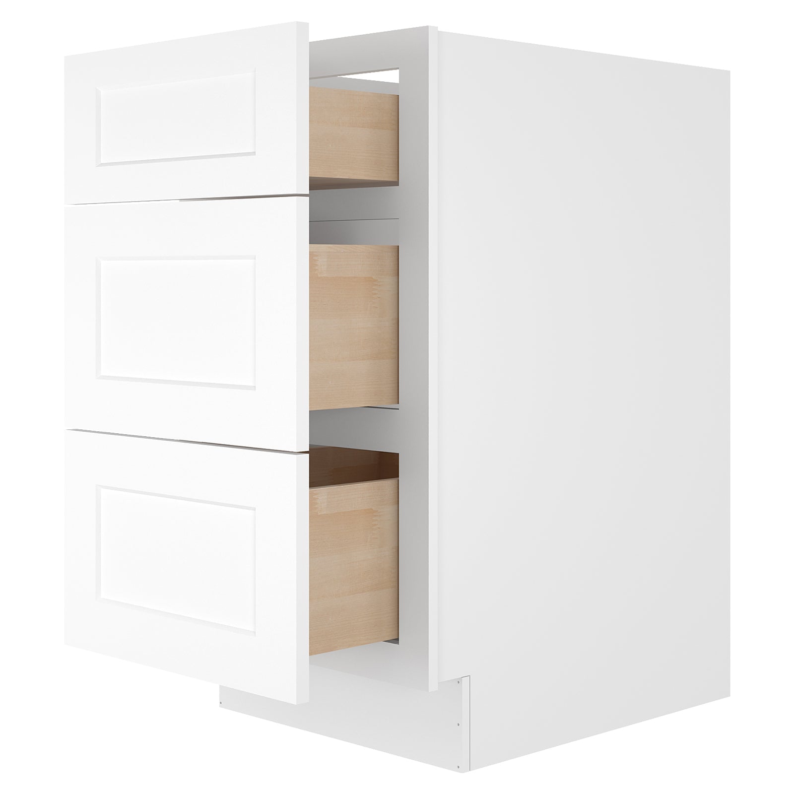 24"D Birch Solid Wood x 18"W x 34.5"H 3 Drawer Base Kitchen Cabinet 18" Wide 3DB18