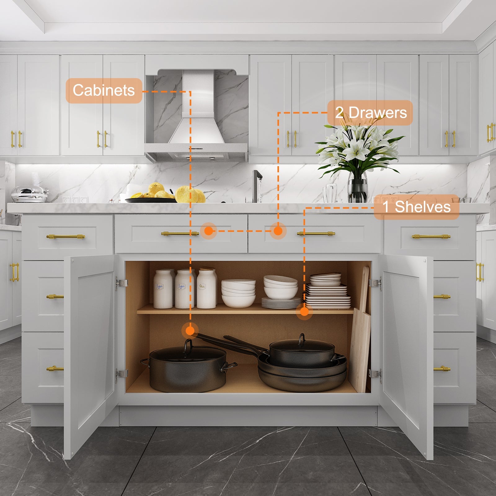 24"D Birch Solid Wood X 30"W X 34-1/2"H Base Kitchen Cabinet B42