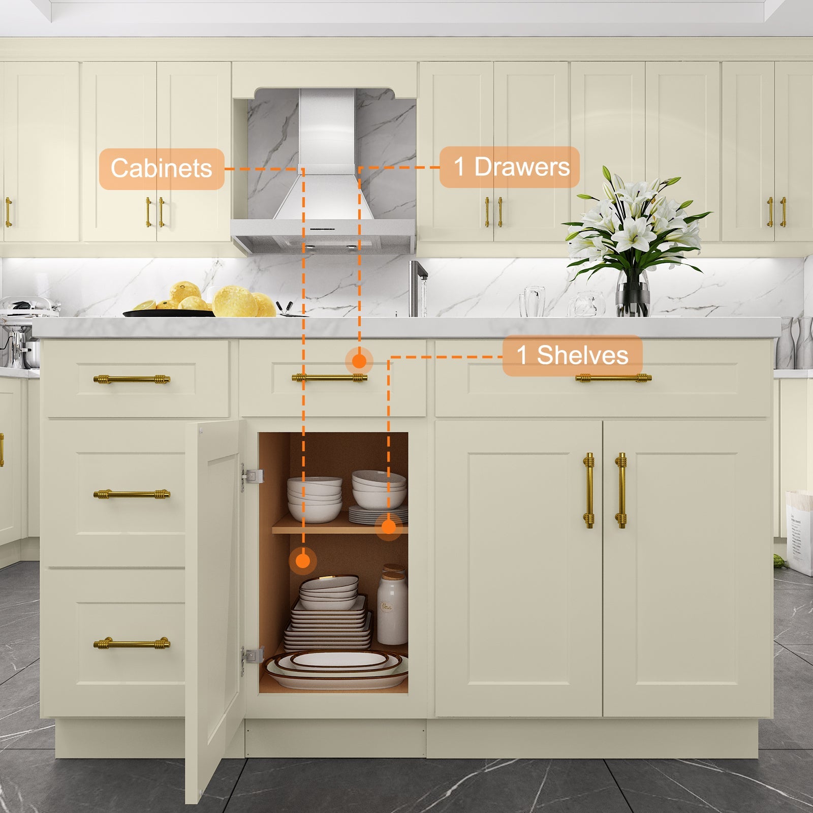 24"D Birch Solid Wood X 18"W X 34-1/2"H Base Kitchen Cabinet B18