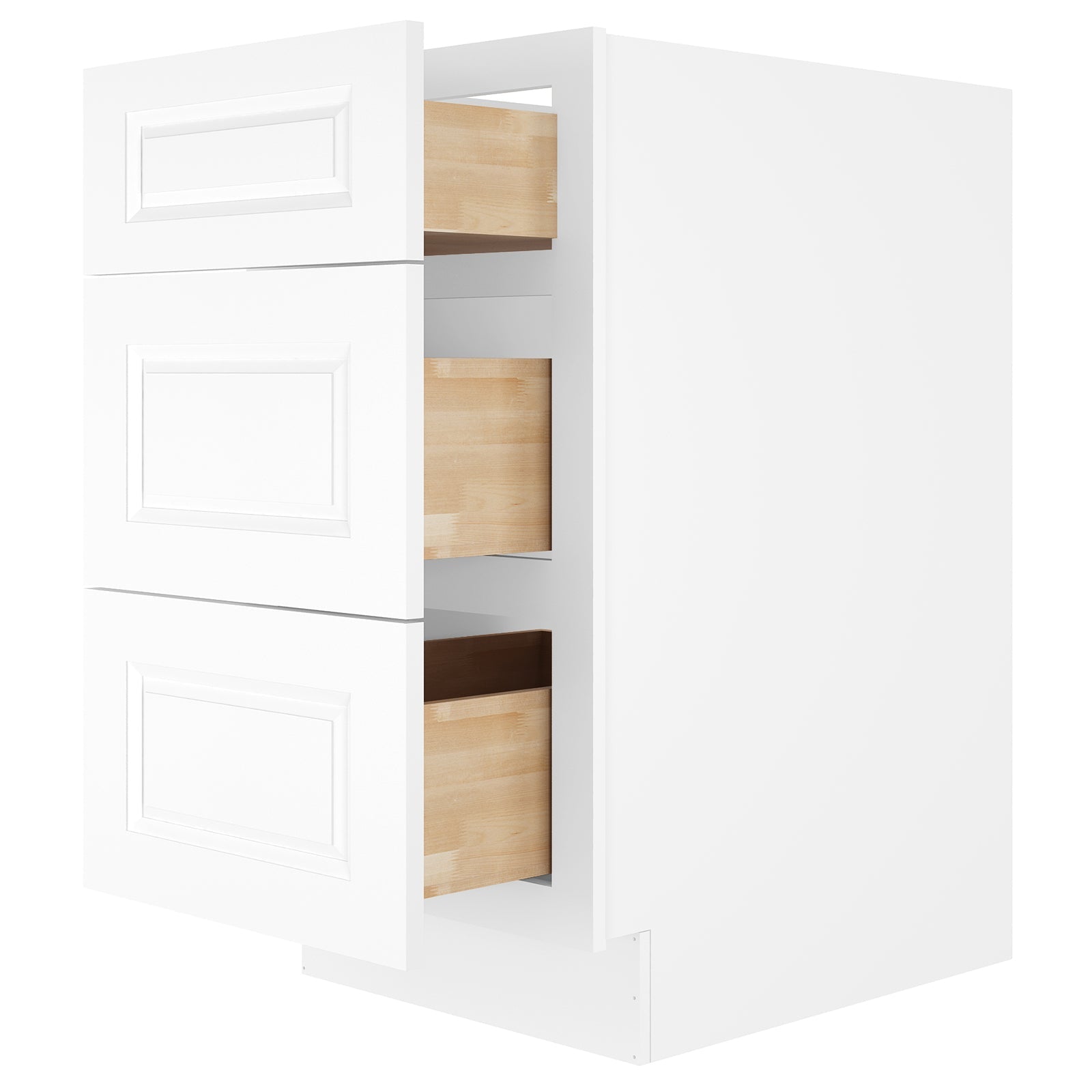 24"D Birch Solid Wood x 18"W x 34.5"H 3 Drawer Base Kitchen Cabinet 18" Wide 3DB18