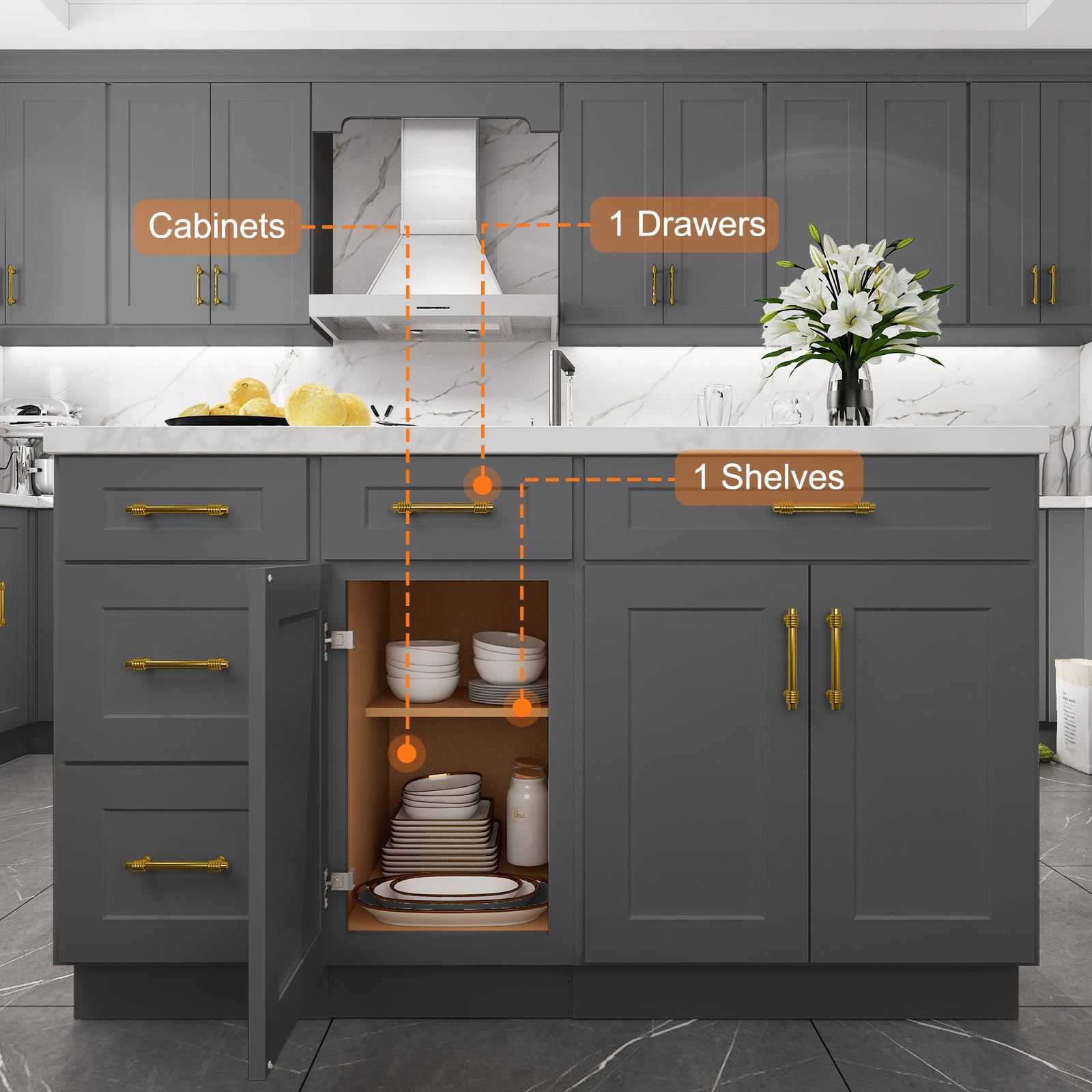 24"D Birch Solid Wood X 15"W X 34-1/2"H Base Kitchen Cabinet B15