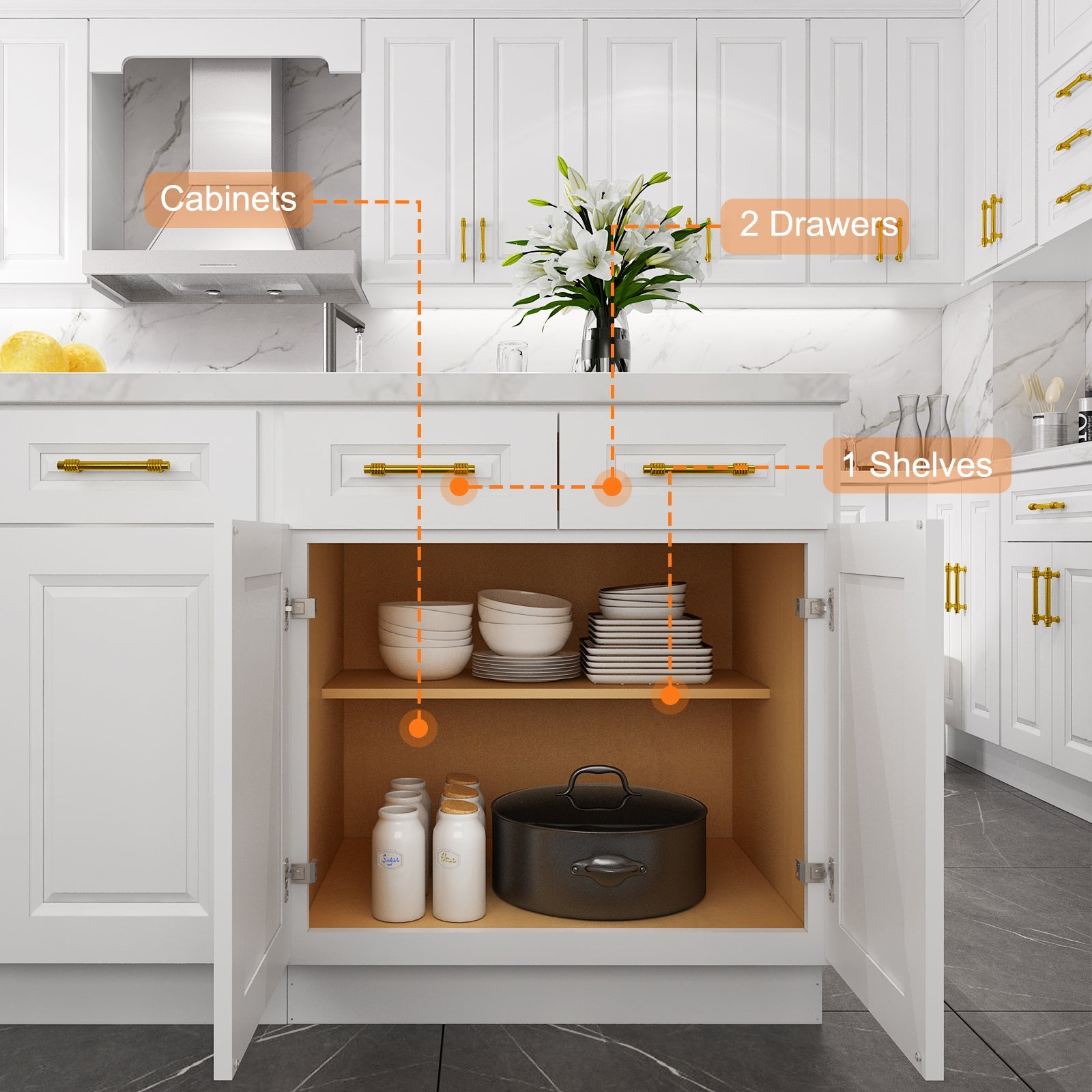 24"D Birch Solid Wood X 30"W X 34-1/2"H Base Kitchen Cabinet B33