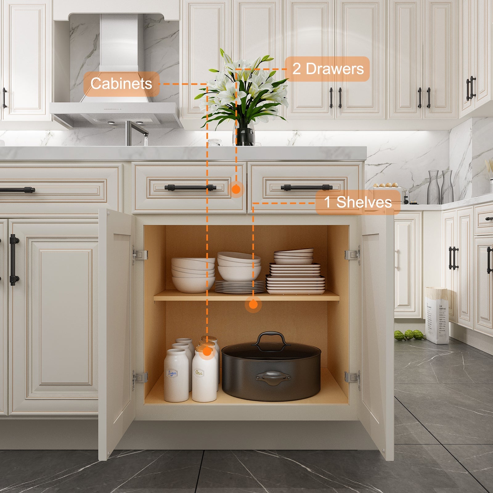 24"D Birch Solid Wood X 30"W X 34-1/2"H Base Kitchen Cabinet B33