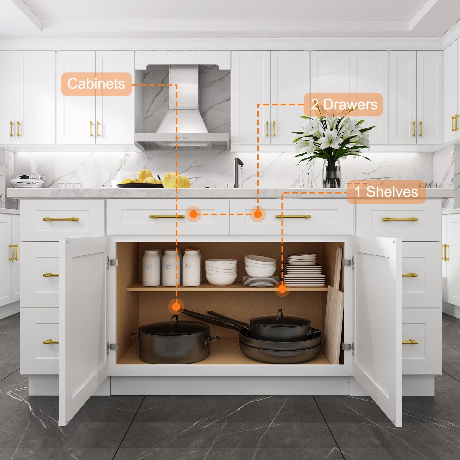 24"D Birch Solid Wood X 30"W X 34-1/2"H Base Kitchen Cabinet B42