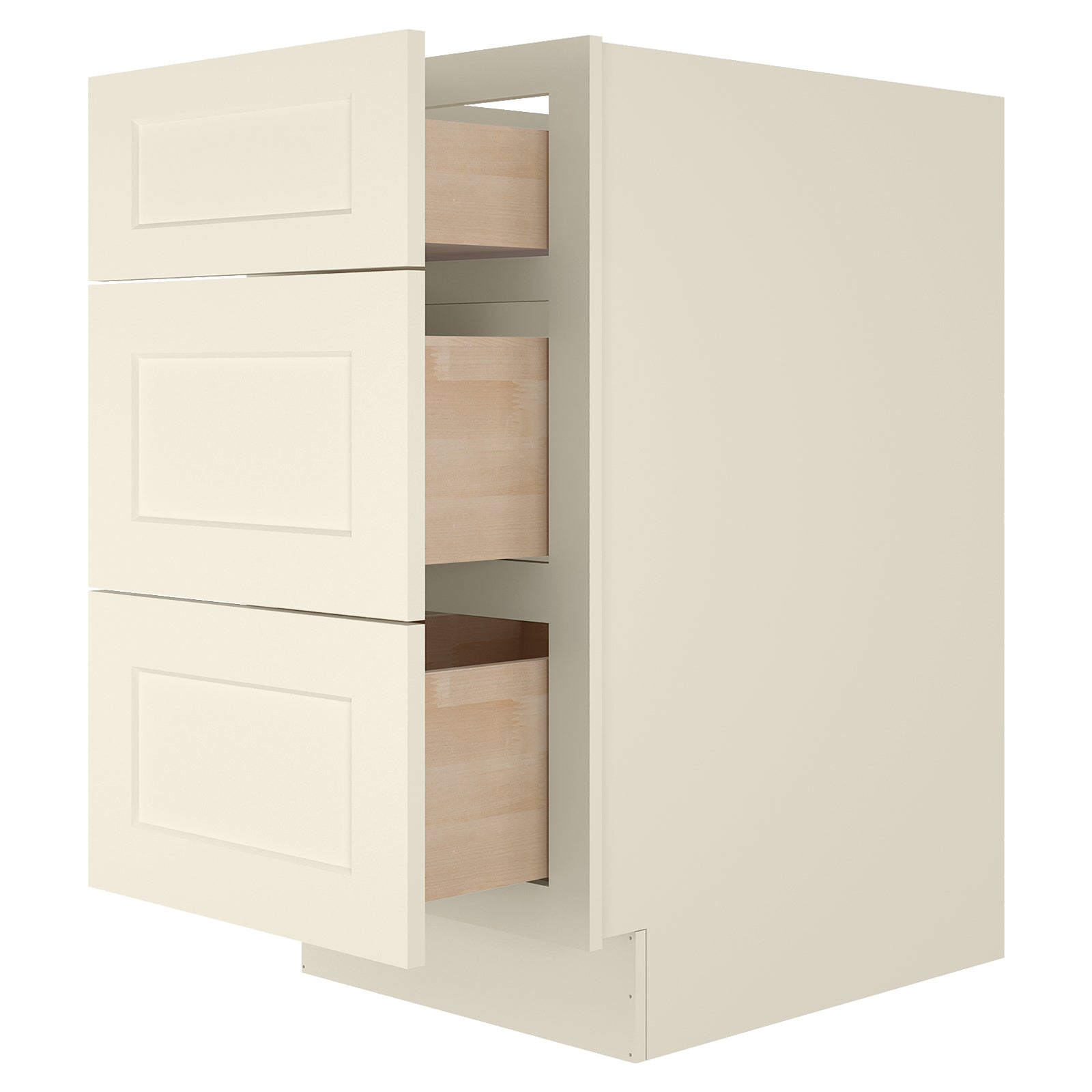 24"D Birch Solid Wood x 18"W x 34.5"H 3 Drawer Base Kitchen Cabinet 18" Wide 3DB18