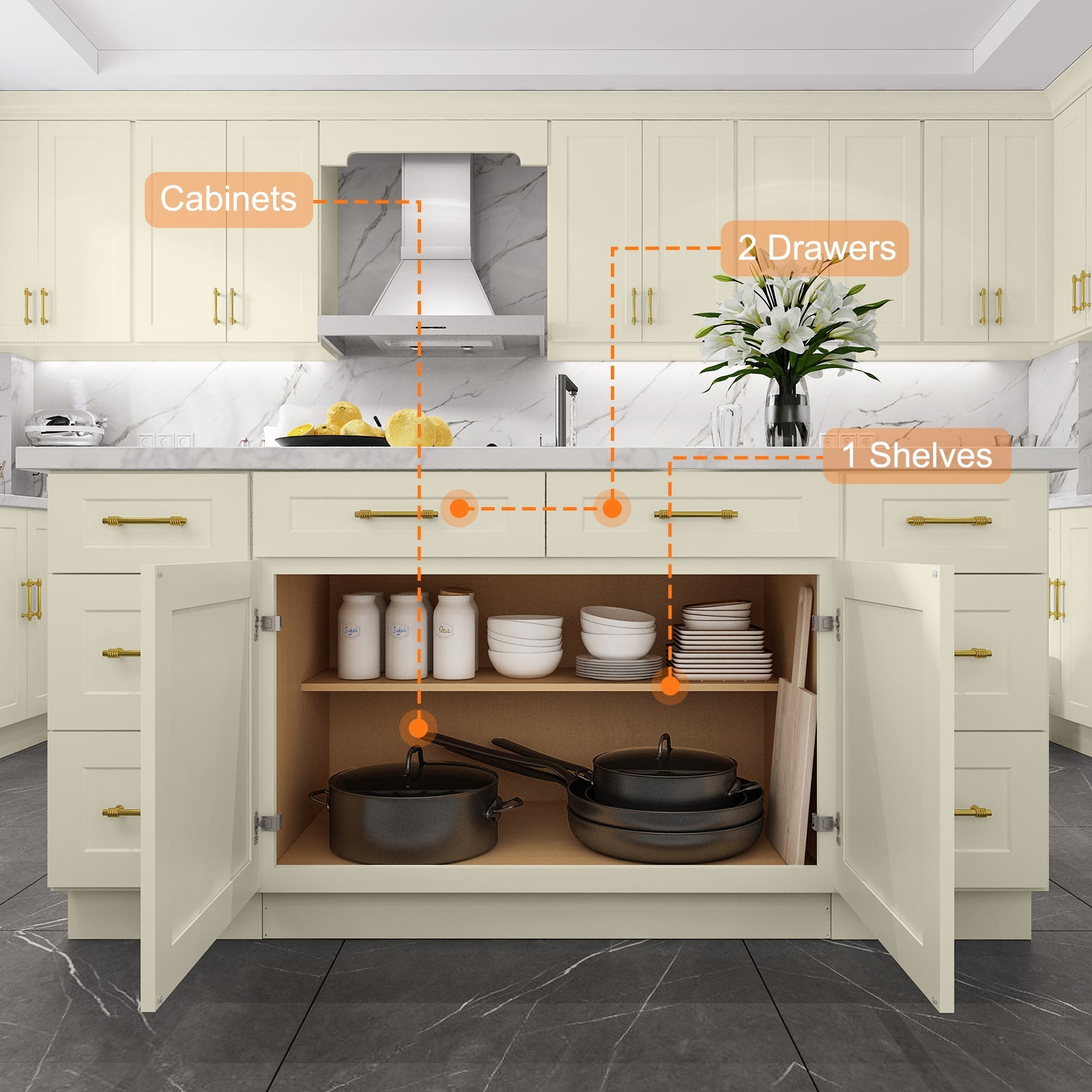 24"D Birch Solid Wood X 30"W X 34-1/2"H Base Kitchen Cabinet B42