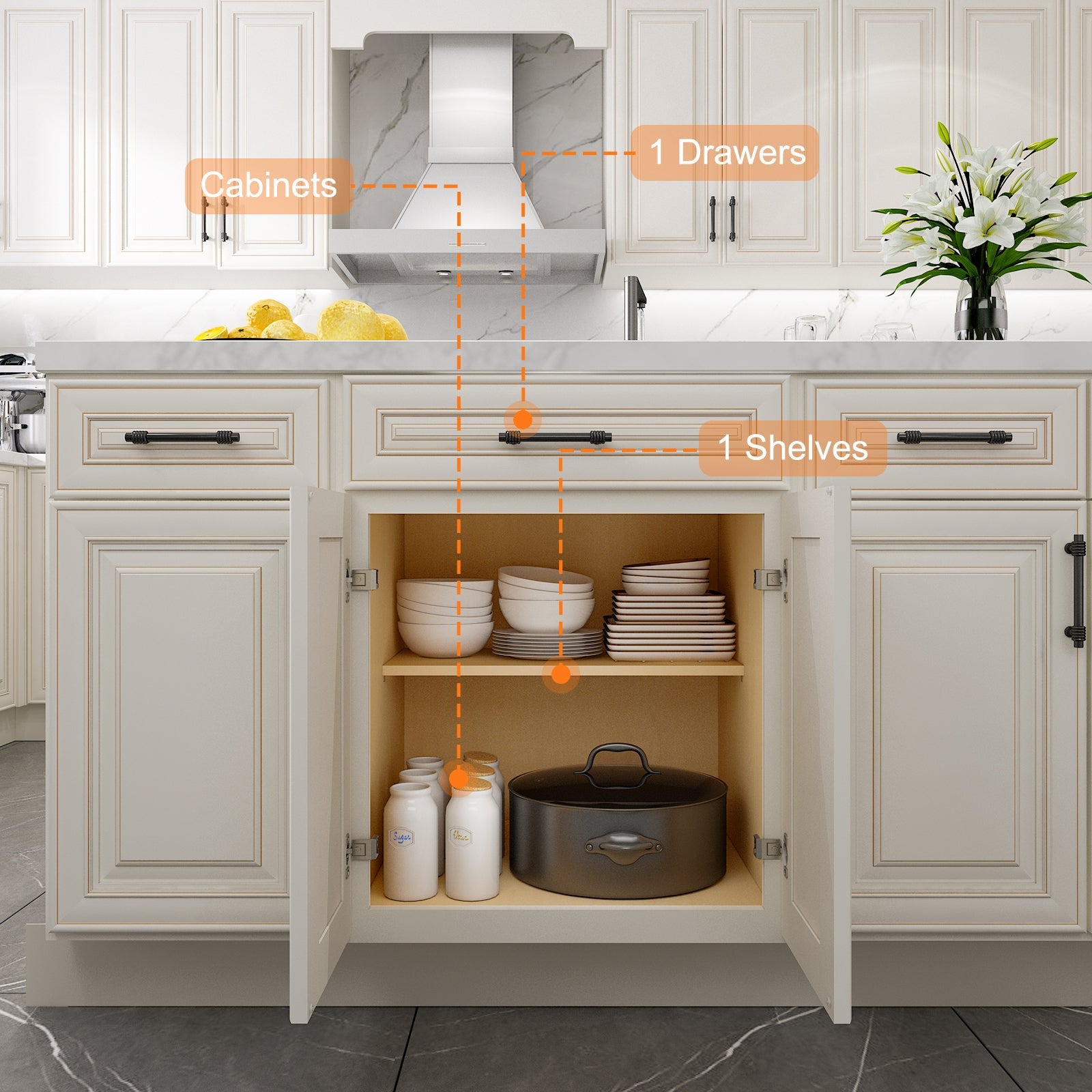 24"D Birch Solid Wood X 24"W X 34-1/2"H Base Kitchen Cabinet B24