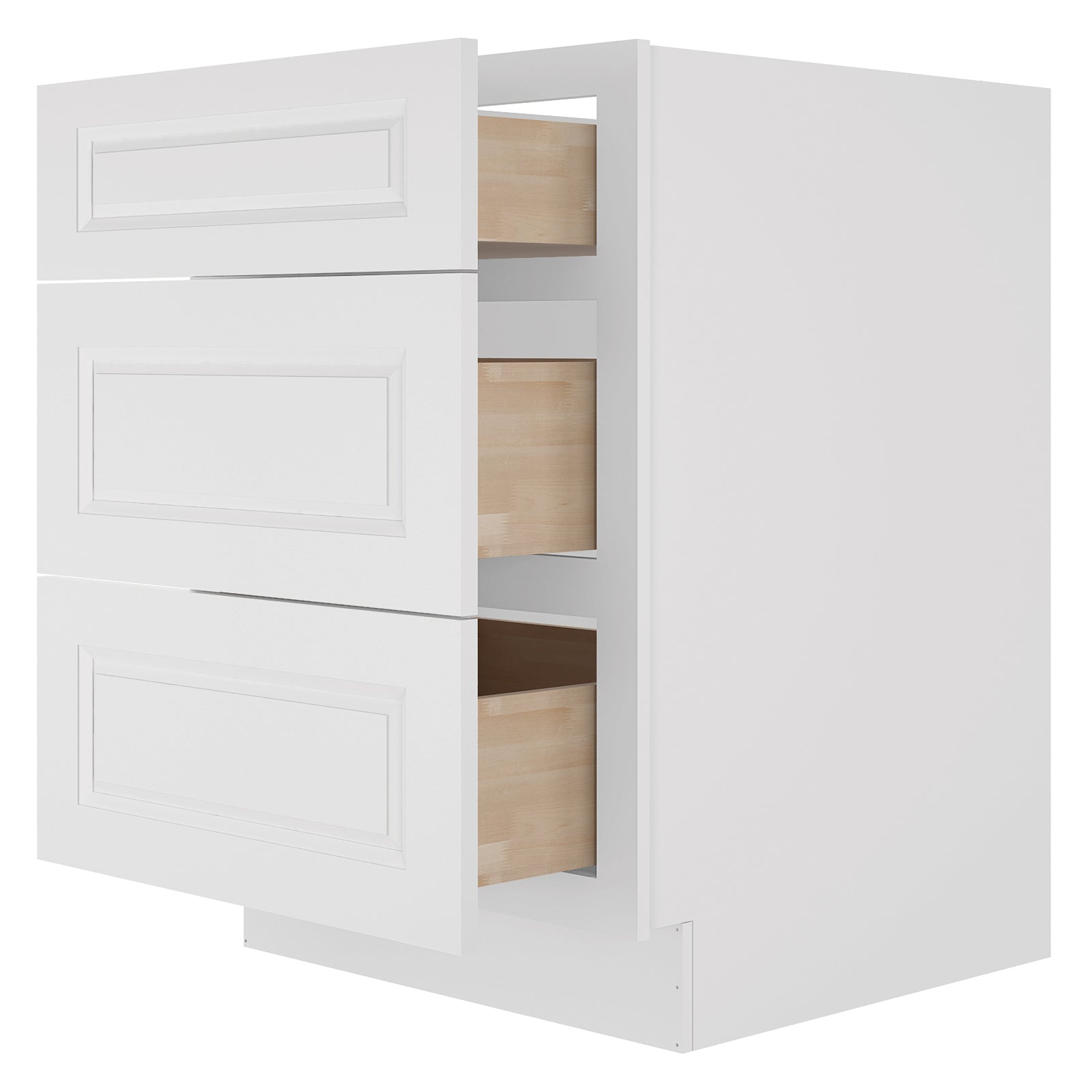 24"D Birch Solid Wood x 24"W x 34.5"H 3 Drawer Base Kitchen Cabinet 24" Wide 3DB24