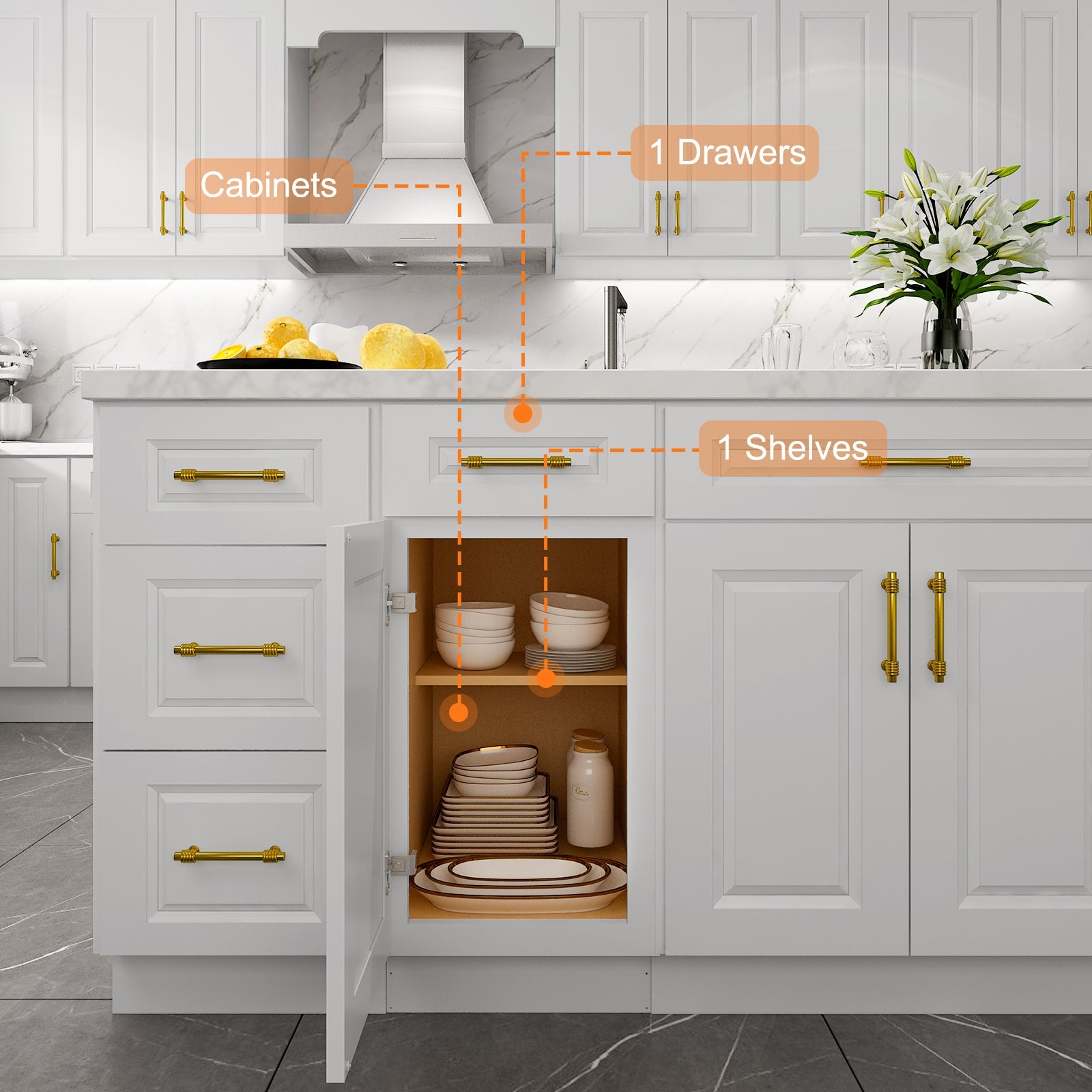 24"D Birch Solid Wood X 18"W X 34-1/2"H Base Kitchen Cabinet B21