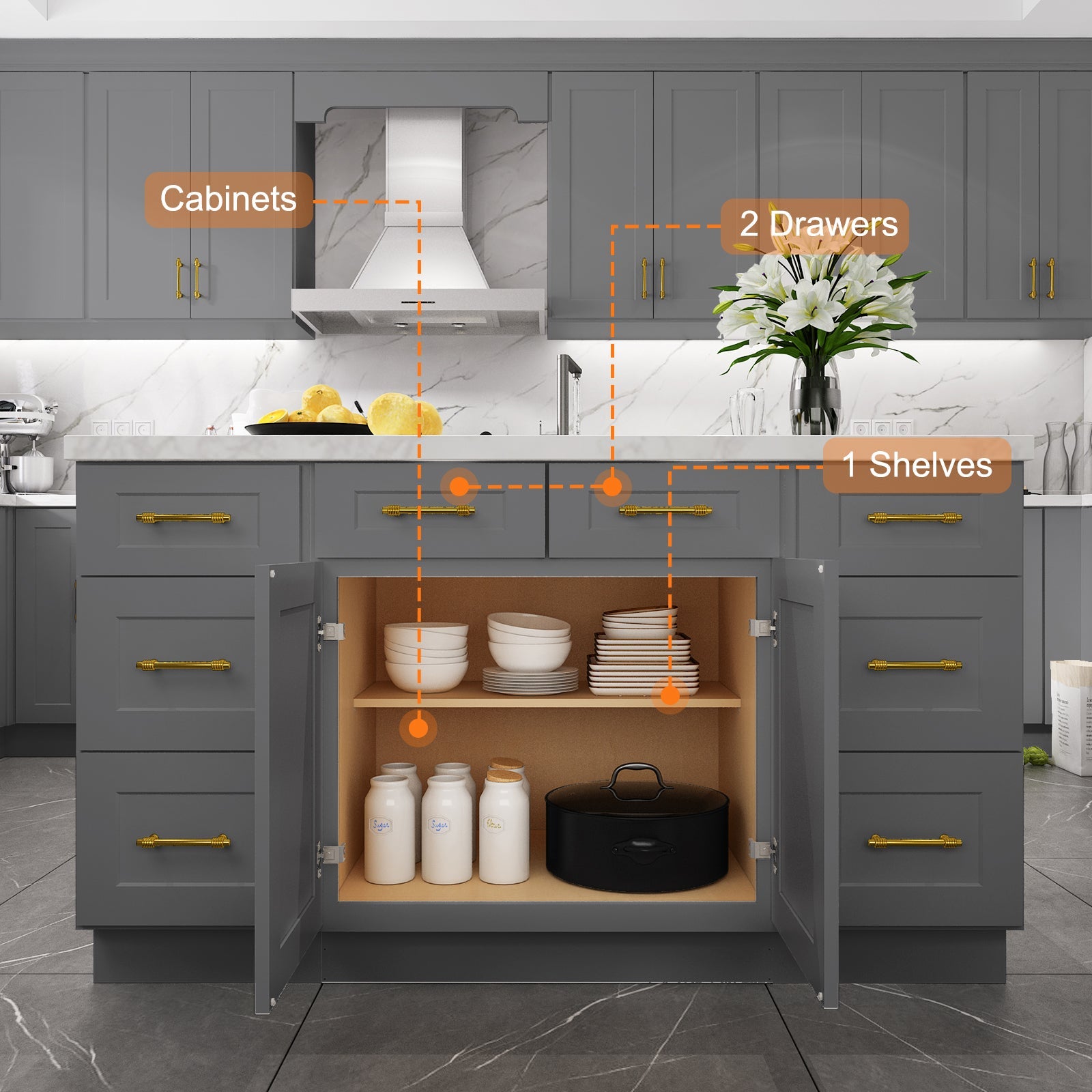 24"D Birch Solid Wood X 30"W X 34-1/2"H Base Kitchen Cabinet B30