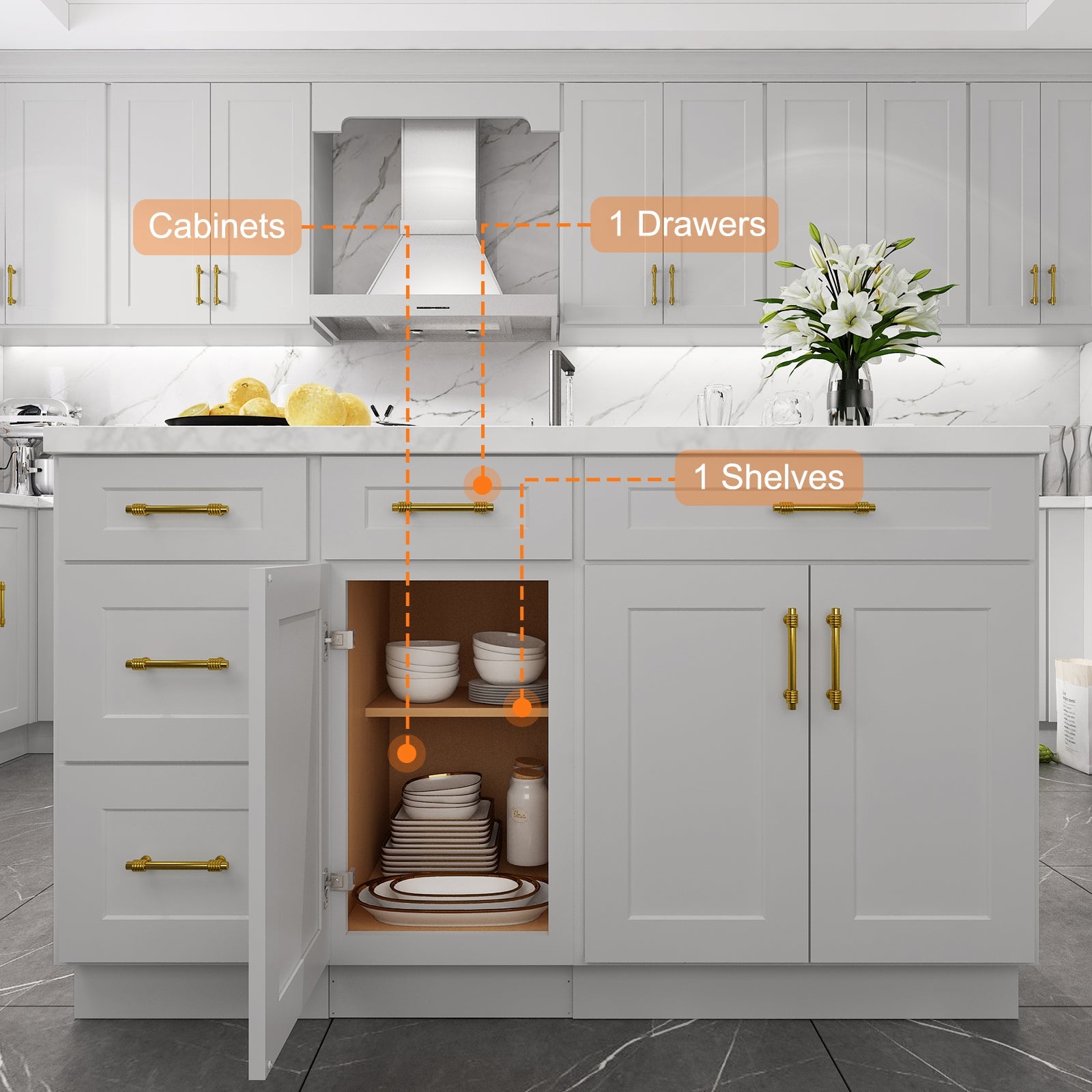 24"D Birch Solid Wood X 18"W X 34-1/2"H Base Kitchen Cabinet B18