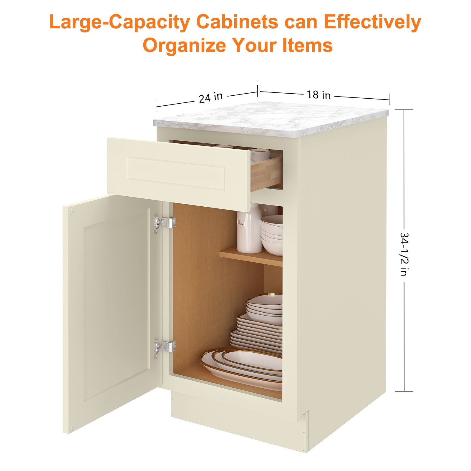 24"D Birch Solid Wood X 18"W X 34-1/2"H Base Kitchen Cabinet B18
