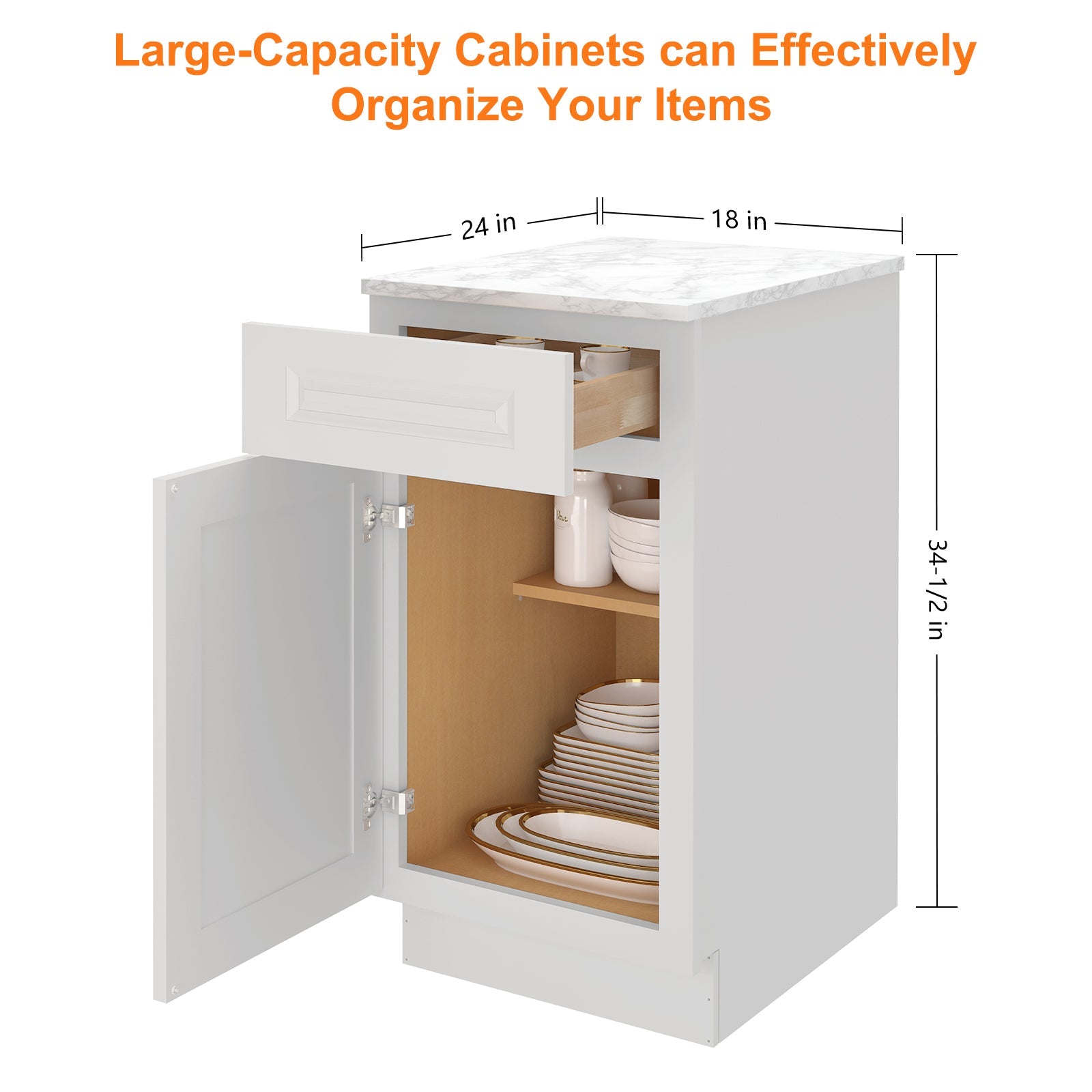 24"D Birch Solid Wood X 18"W X 34-1/2"H Base Kitchen Cabinet B18