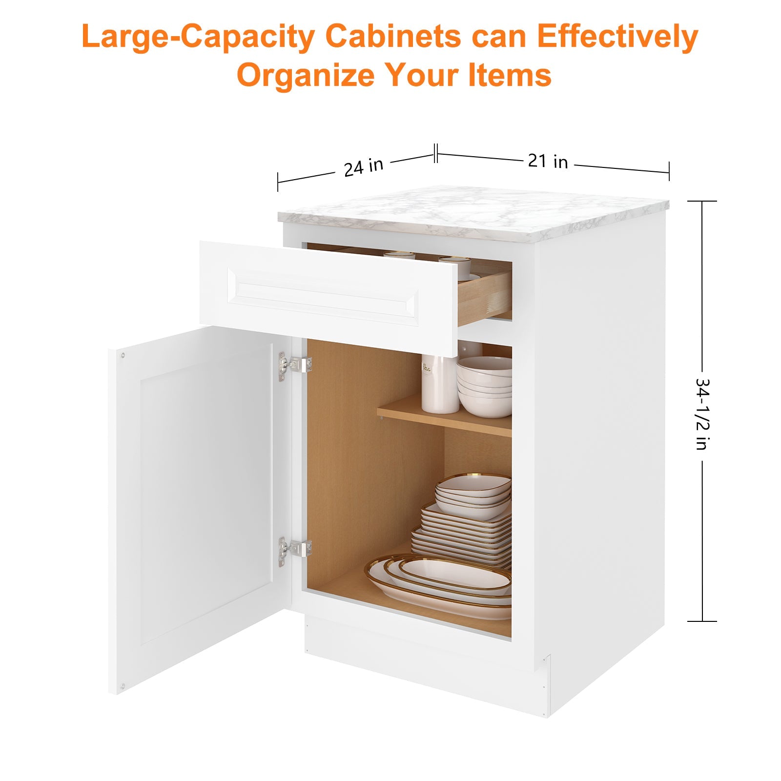 24"D Birch Solid Wood X 18"W X 34-1/2"H Base Kitchen Cabinet B21