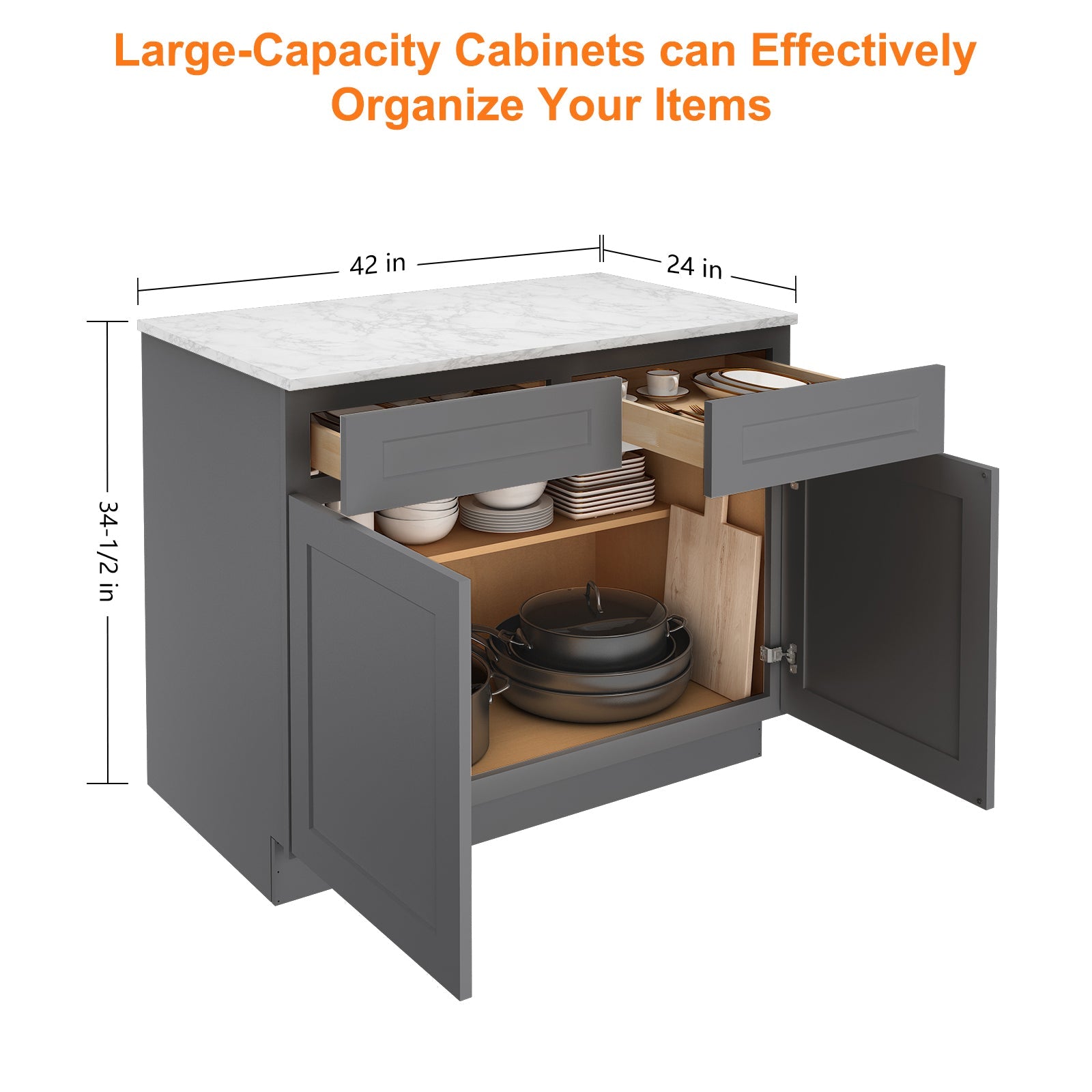 24"D Birch Solid Wood X 30"W X 34-1/2"H Base Kitchen Cabinet B42