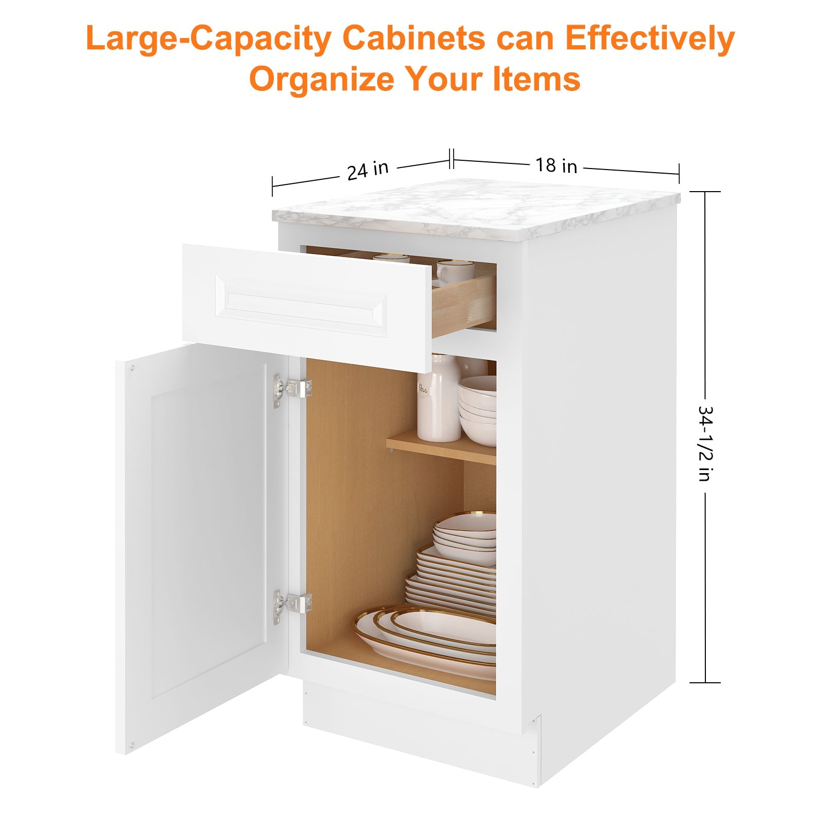 24"D Birch Solid Wood X 18"W X 34-1/2"H Base Kitchen Cabinet B18