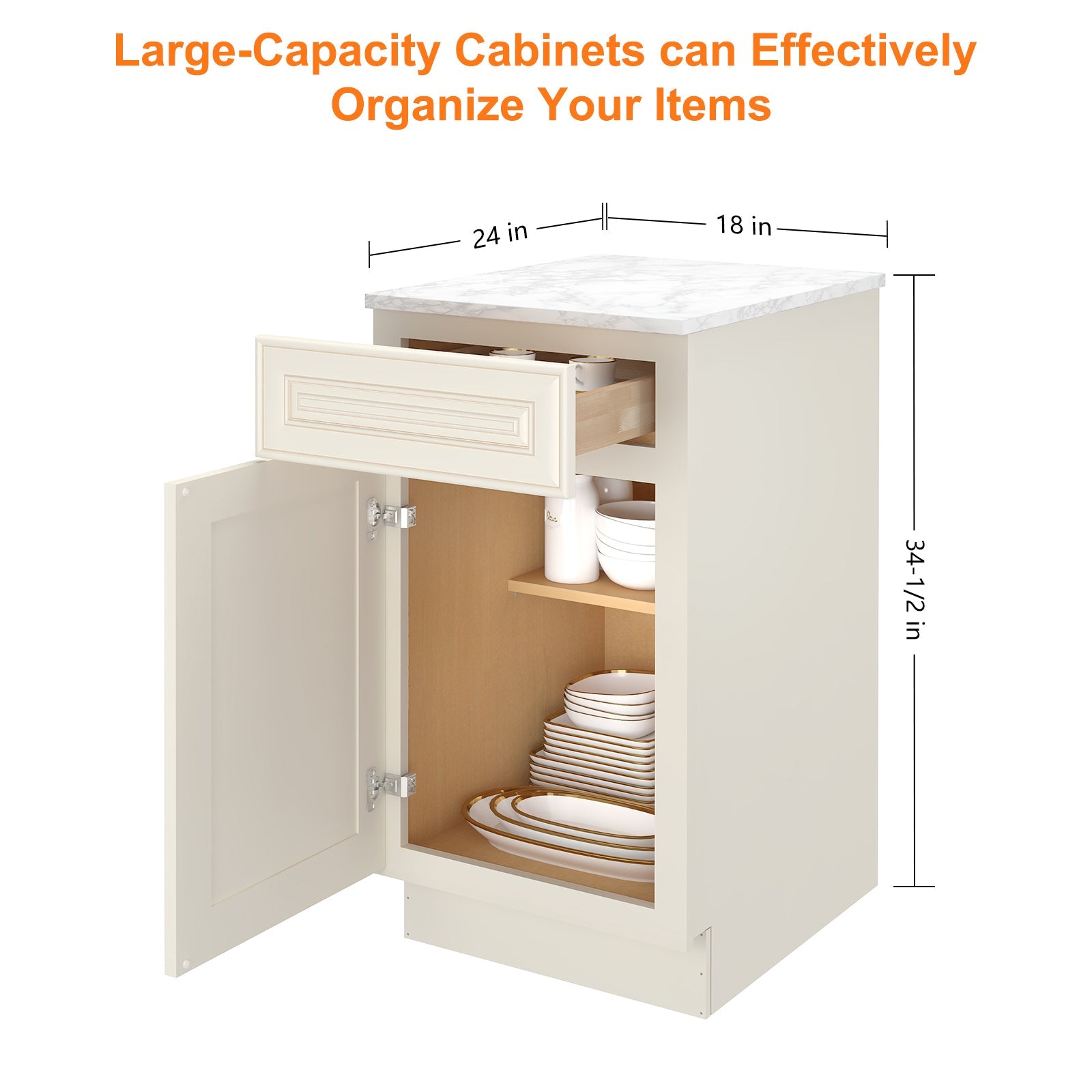 24"D Birch Solid Wood X 18"W X 34-1/2"H Base Kitchen Cabinet B18