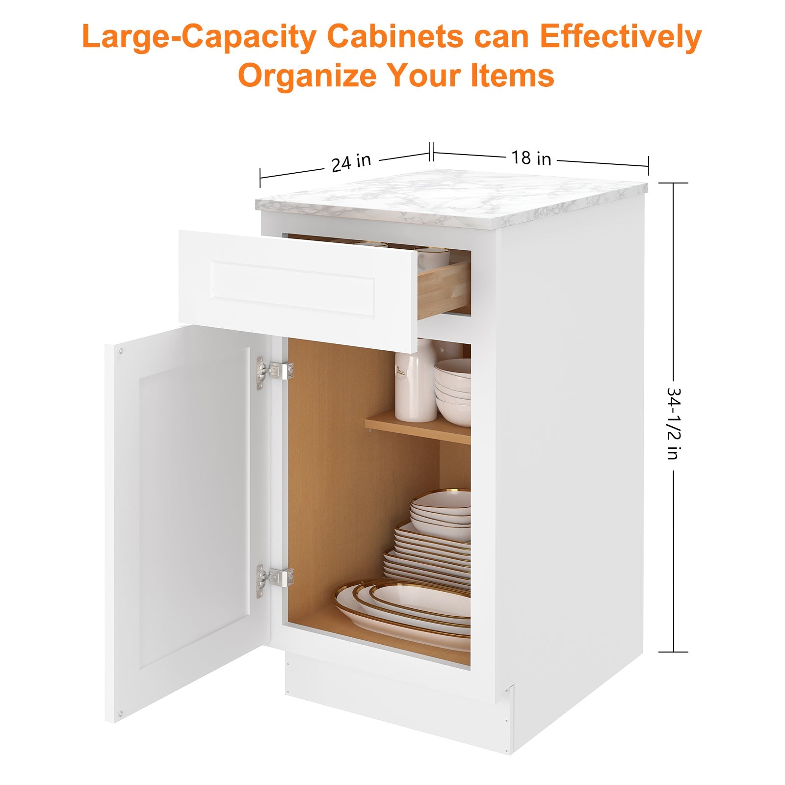 24"D Birch Solid Wood X 18"W X 34-1/2"H Base Kitchen Cabinet B18