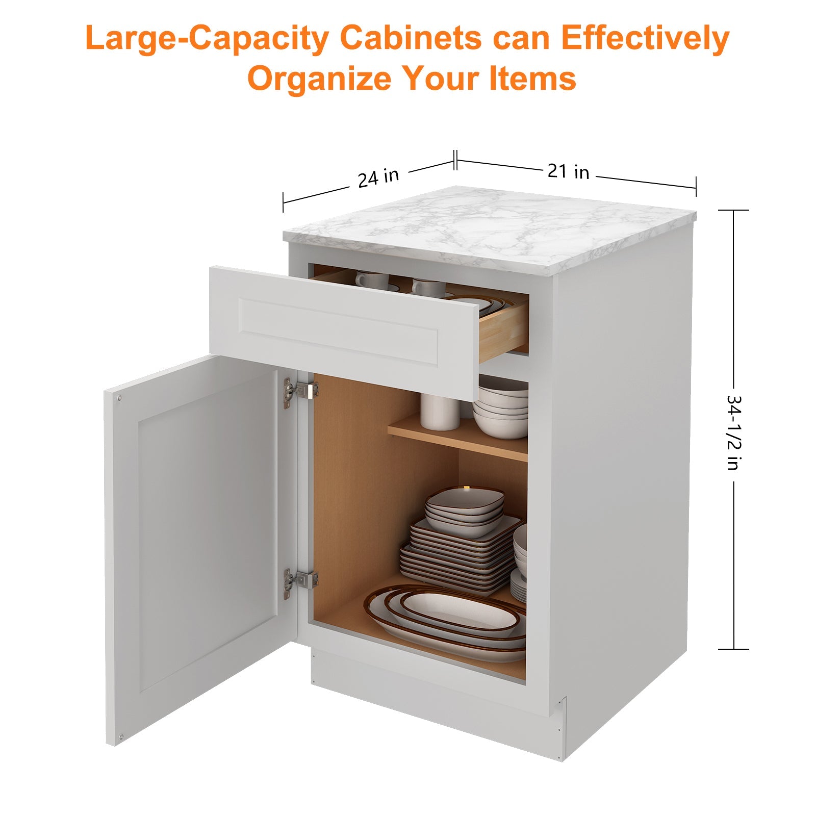 24"D Birch Solid Wood X 18"W X 34-1/2"H Base Kitchen Cabinet B21