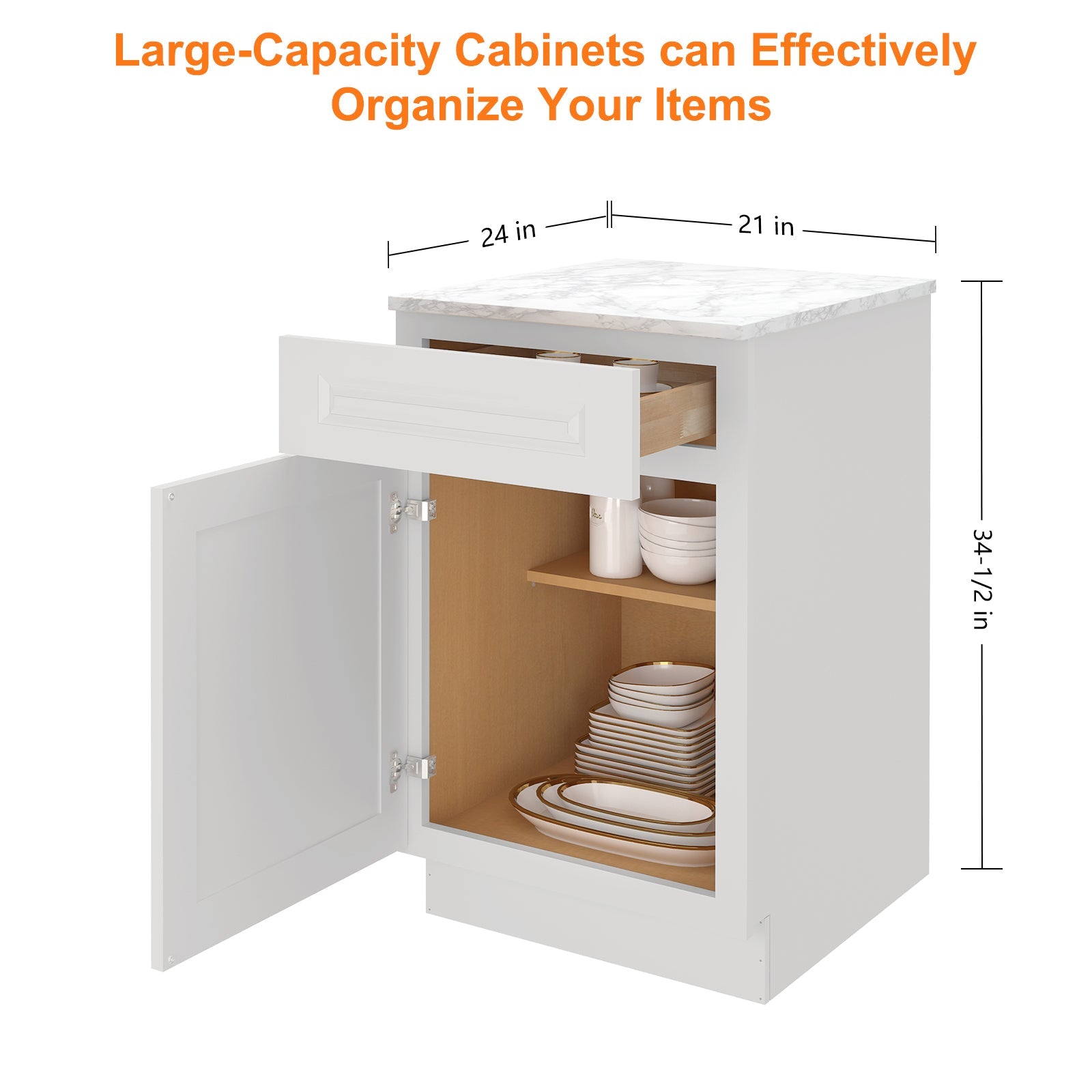 24"D Birch Solid Wood X 18"W X 34-1/2"H Base Kitchen Cabinet B21