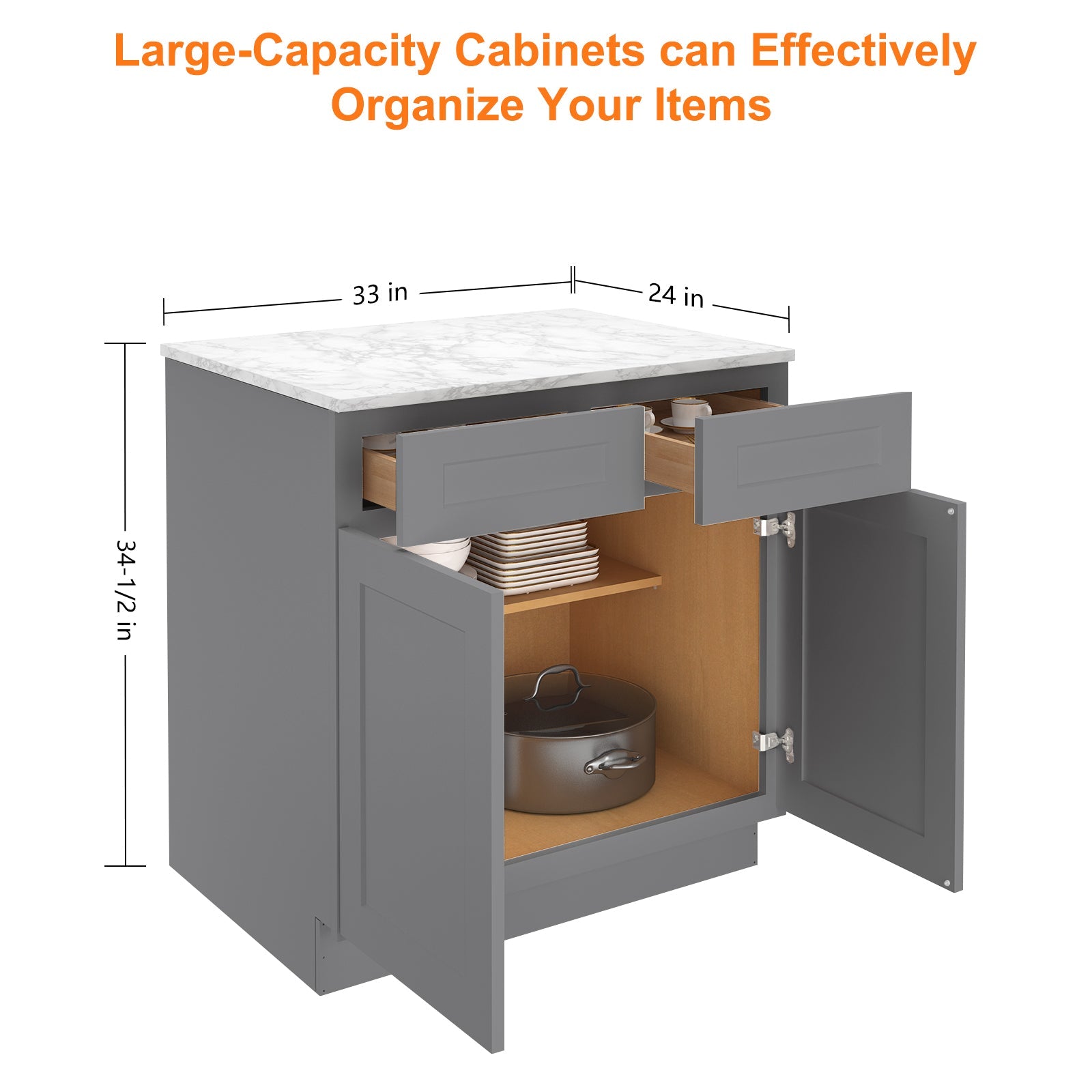 24"D Birch Solid Wood X 30"W X 34-1/2"H Base Kitchen Cabinet B33