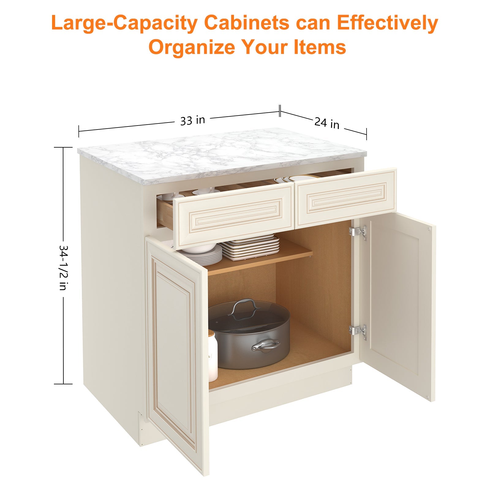 24"D Birch Solid Wood X 30"W X 34-1/2"H Base Kitchen Cabinet B33
