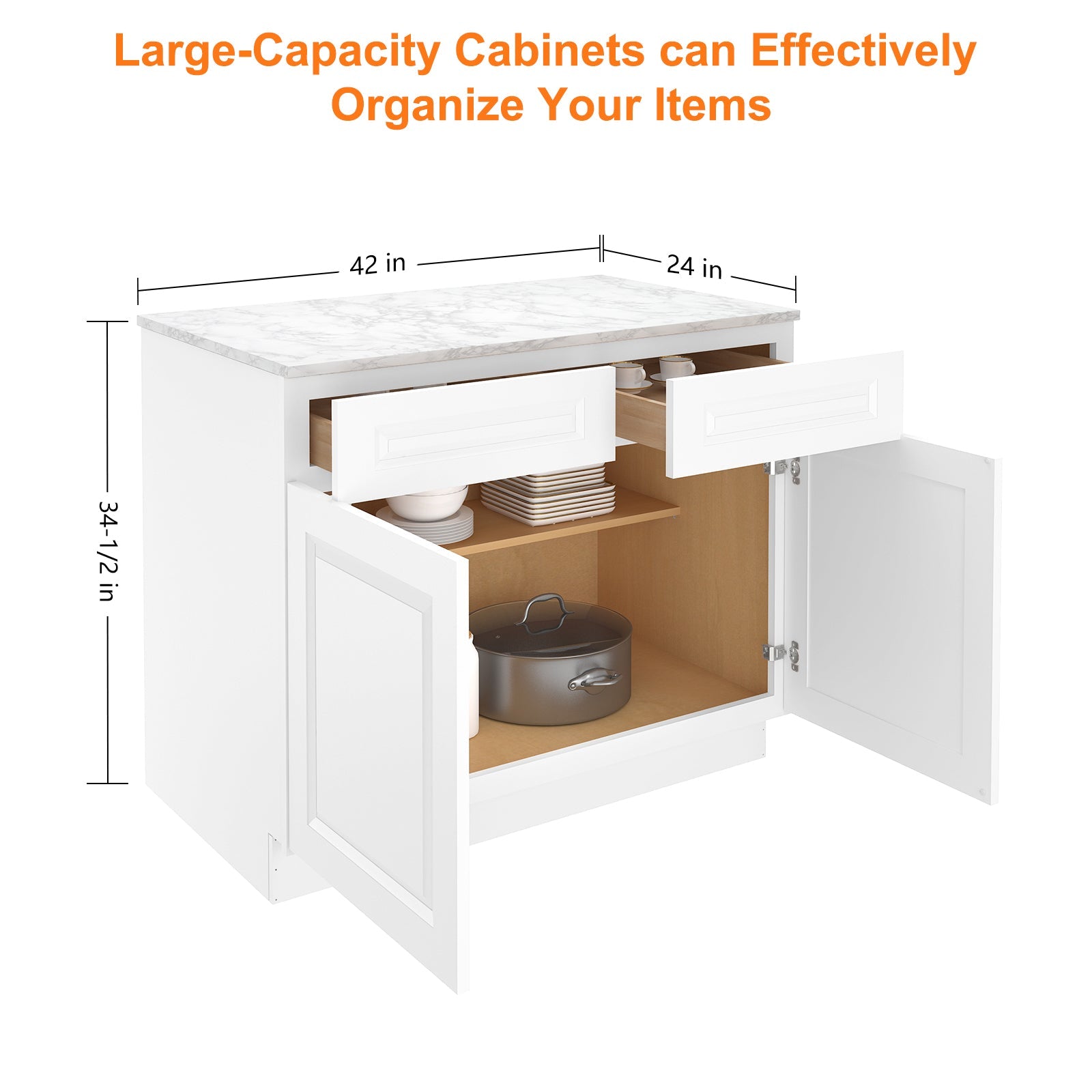 24"D Birch Solid Wood X 30"W X 34-1/2"H Base Kitchen Cabinet B42