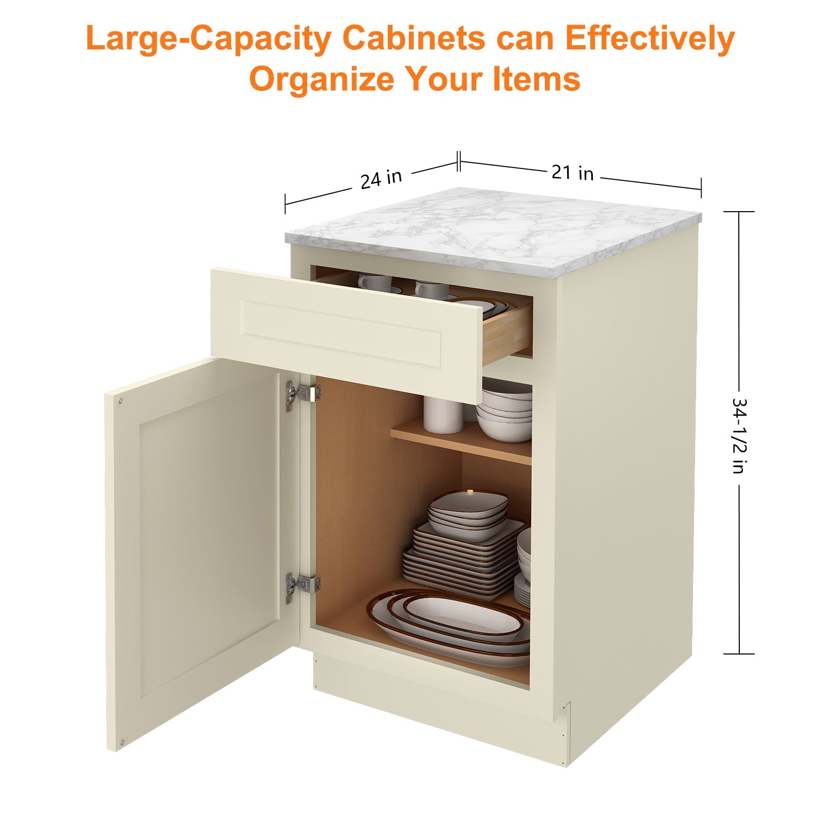 24"D Birch Solid Wood X 18"W X 34-1/2"H Base Kitchen Cabinet B21