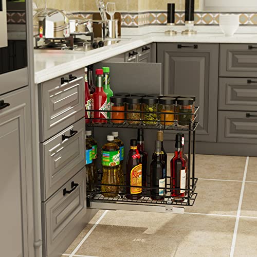 2-Tier Narrow Pull Out Cabinet Organizer For Kitchen Cabinets