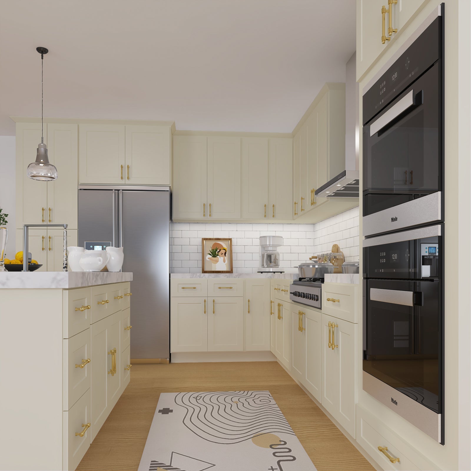 24"D Birch Solid Wood x 24"W x 34.5"H 3 Drawer Base Kitchen Cabinet 24" Wide 3DB24