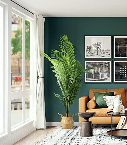 6ft Artificial Palm Tree with Woven Seagrass Plant Basket and Realistic Moss,Artificial Plants for Modern Home Office Living Room Floor Decor Indoor Buylikepro