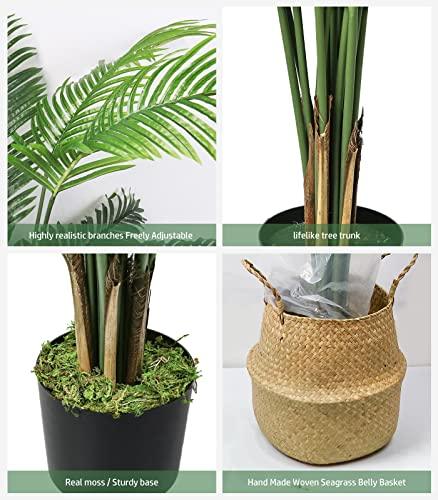 6ft Artificial Palm Tree with Woven Seagrass Plant Basket and Realistic Moss,Artificial Plants for Modern Home Office Living Room Floor Decor Indoor Buylikepro
