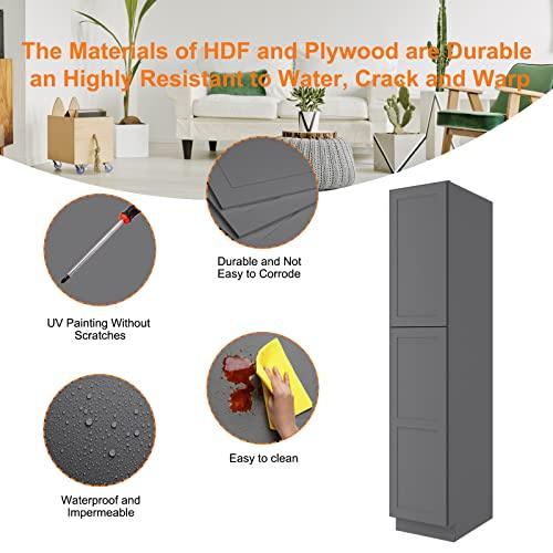 96" High Traditional Freestanding Kitchen Pantry Wall Cabinet with Adjustable Shelves and Doors, a Practical Piece of Furniture for Kitchens, Living Rooms, Checkrooms, Bathrooms and More Buylikepro